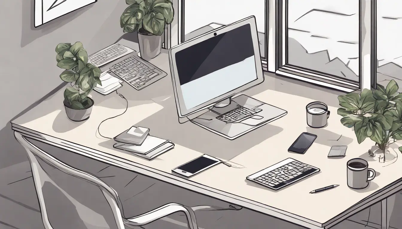 Imagem ilustrativa de um escritório high-tech otimizado para produtividade com pessoas trabalhando e tecnologia avançada.