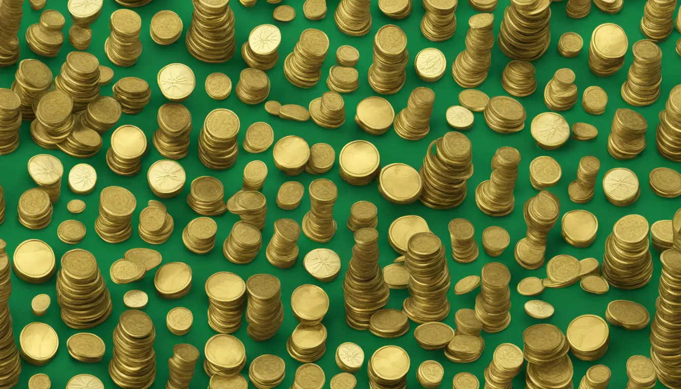 Imagem de uma balança de latão equilibrando moedas de ouro e um gráfico de barras verde, simbolizando a comparação entre caixa e lucro em negócios.